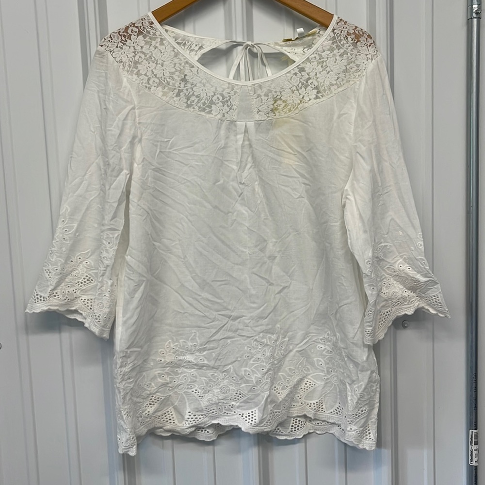 Miss Morena Womens Eyelet Blouse Top New white Cotton Lave